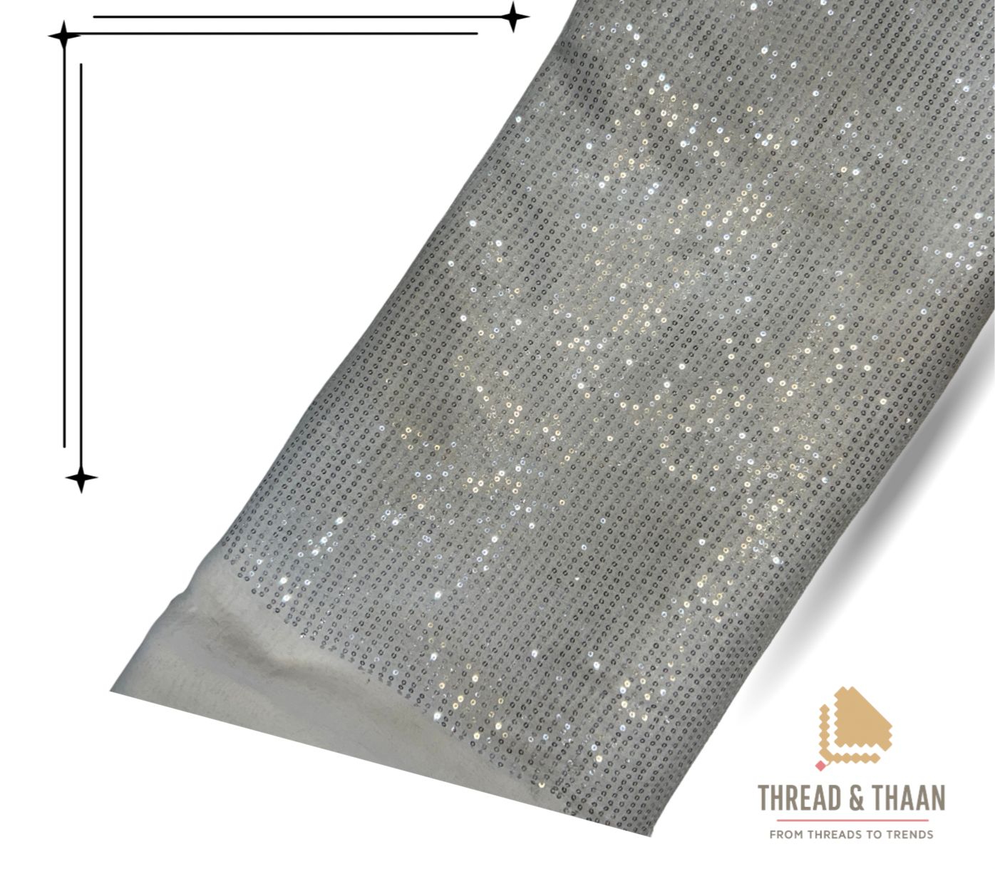 Cream sequin work georgette fabric for sarees, gowns and festive outfits