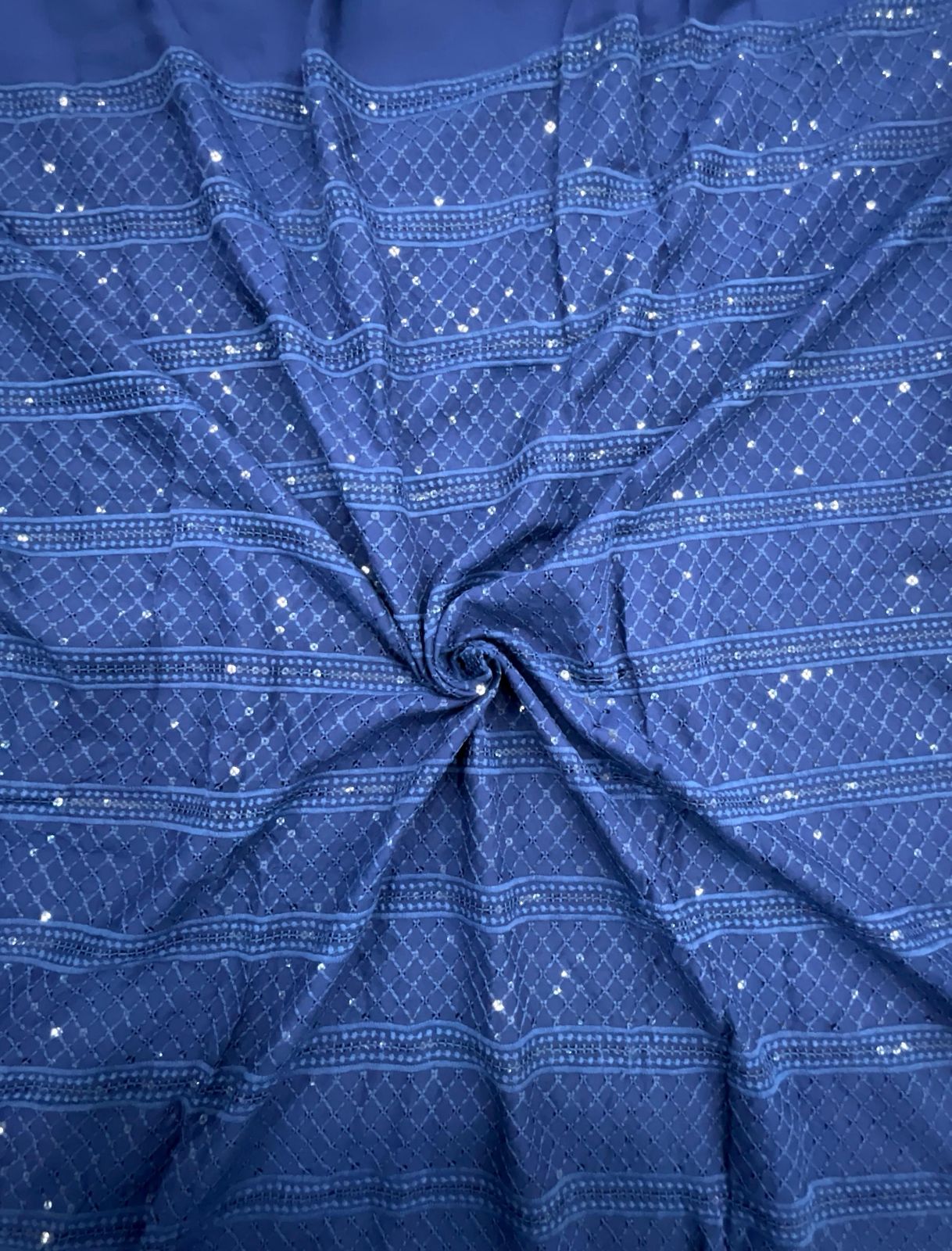 Premium navy blue mirror-work fabric alongside boys kurta — perfect for ethnic fashion, wedding collection, and kids festive clothing.