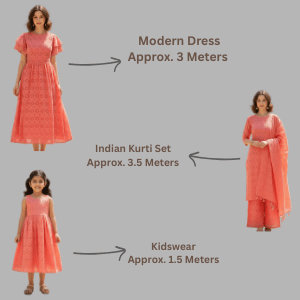 Peach hakoba fabric suitable for dresses and kurtas.