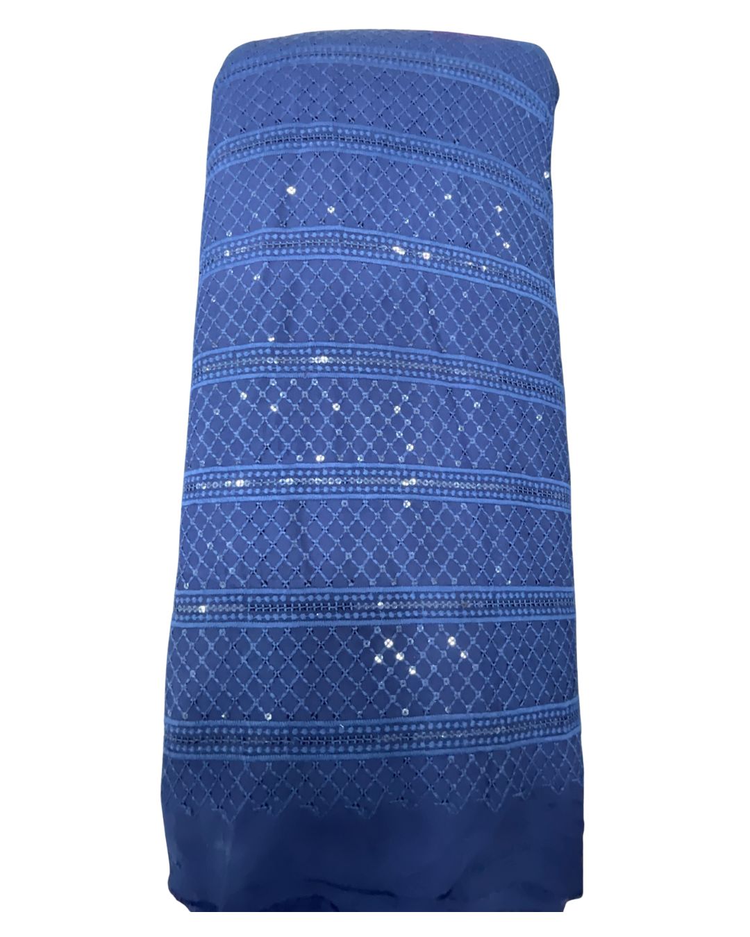 Blue designer embroidered patta work kurta fabric with sequin highlights for weddings and ethnic wear
