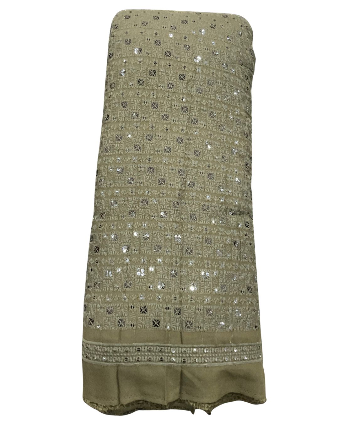 Grey geometric chess pattern sequin embroidered kurta fabric for weddings, sherwani and party wear outfits
