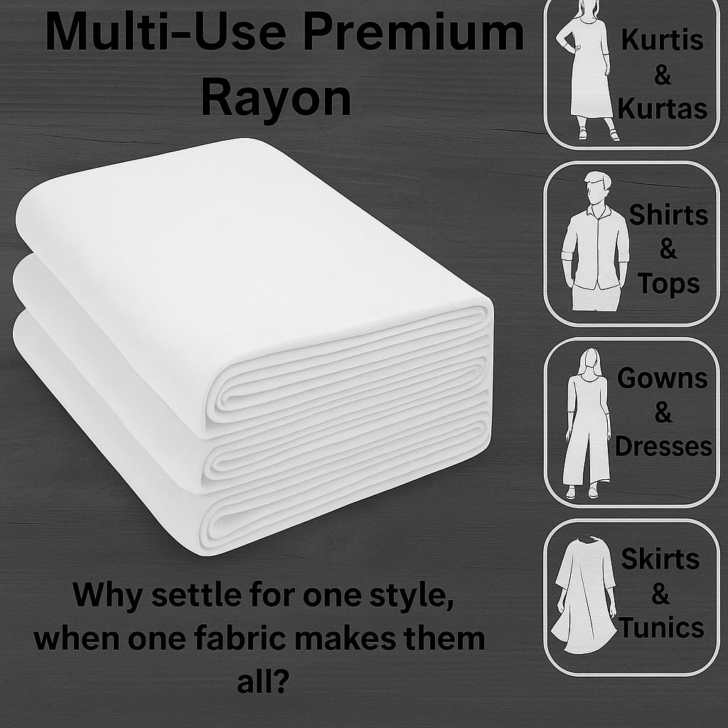 White Rayon Viscose Fabric Texture – Lightweight Material for Dresses & Tops.