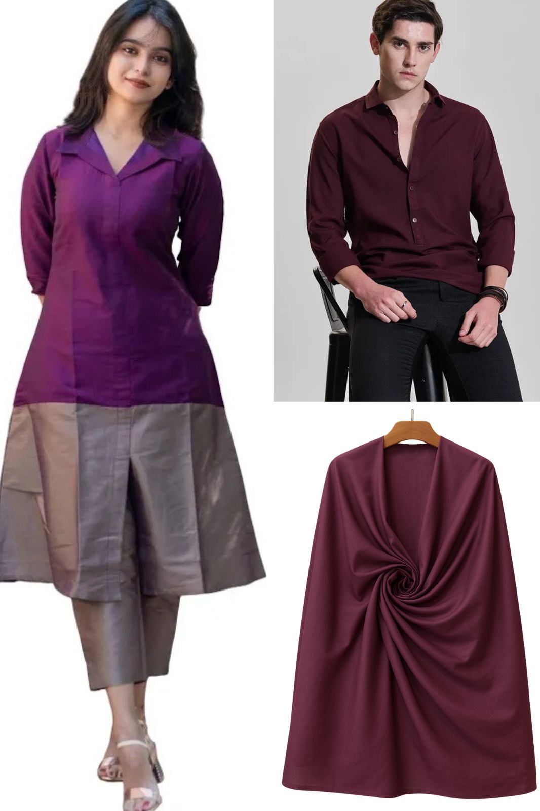 Premium Wine Rayon Fabric Closeup – Lightweight, Flowing Sewing Material.
