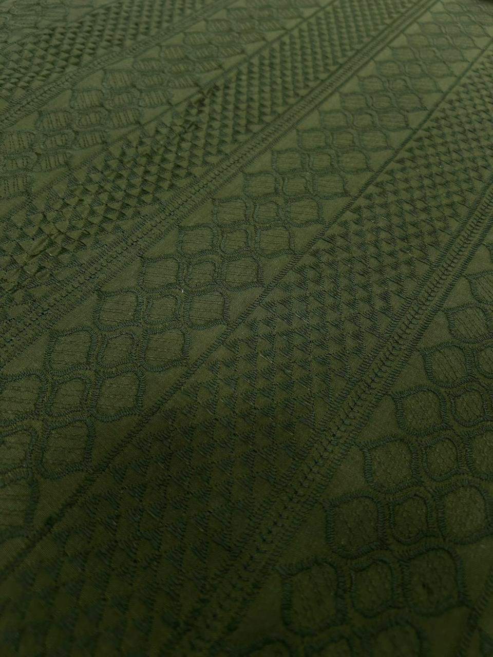 olive green ethnic wear material