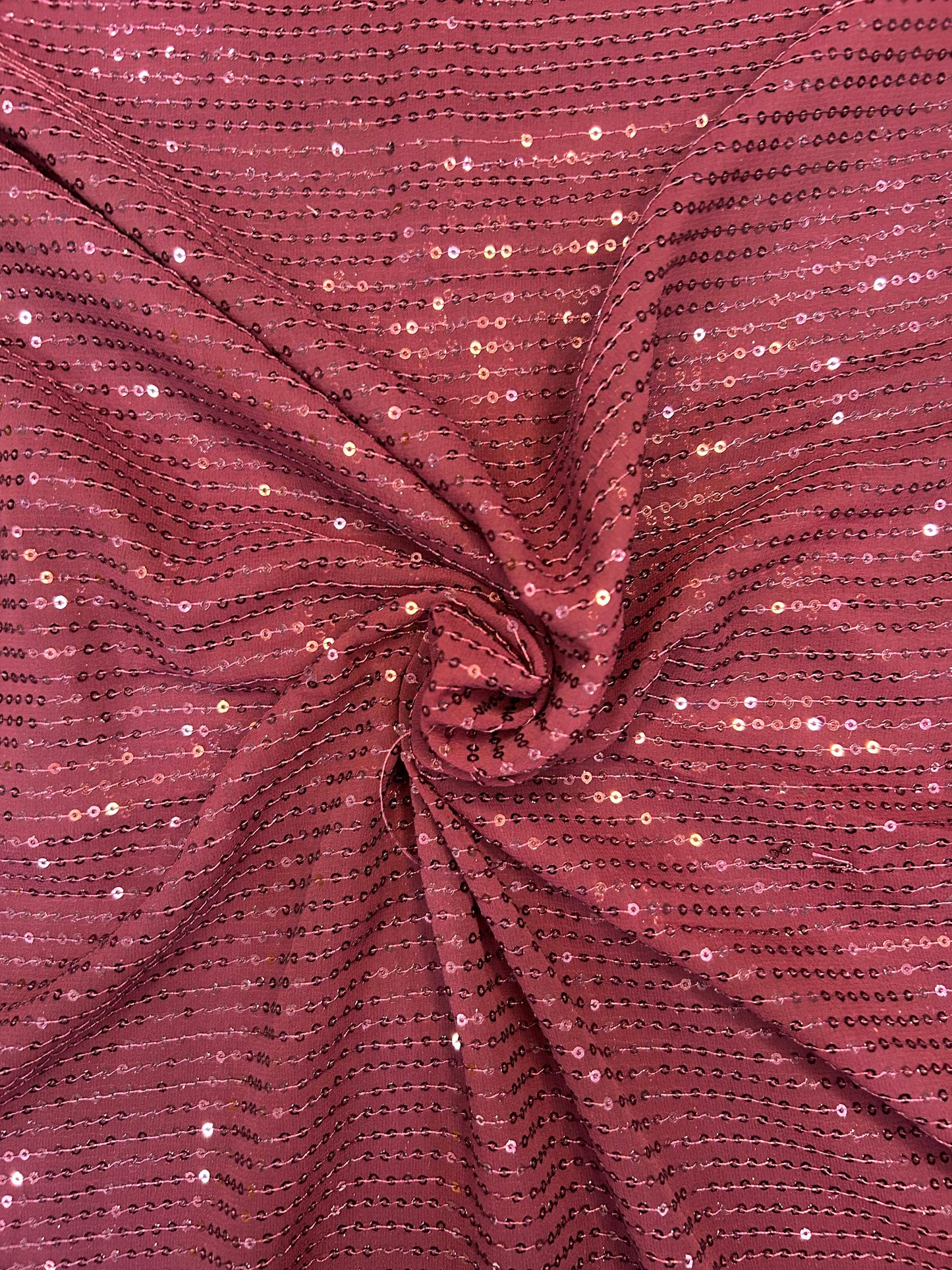 Premium pink sequin georgette fabric for lehengas, sarees and blouses