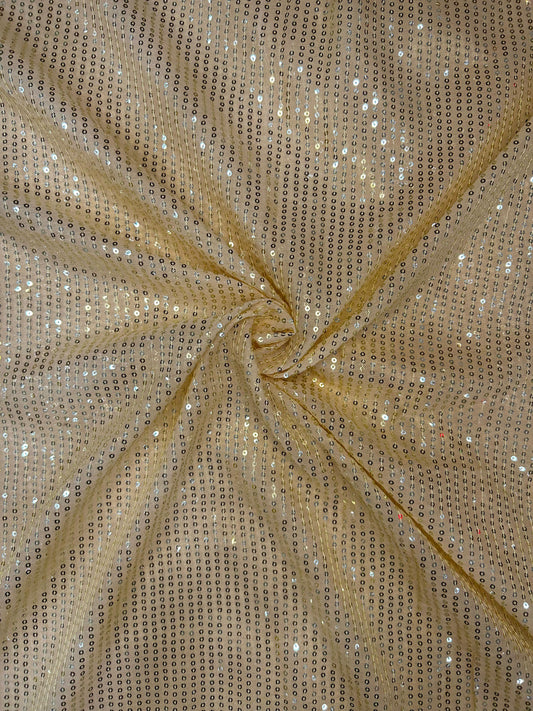 Premium gold sequin work georgette fabric for sarees and party wear outfits