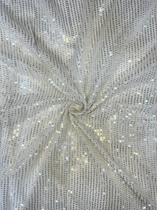 Premium off-white sequin georgette fabric for lehengas, blouses and dupattas