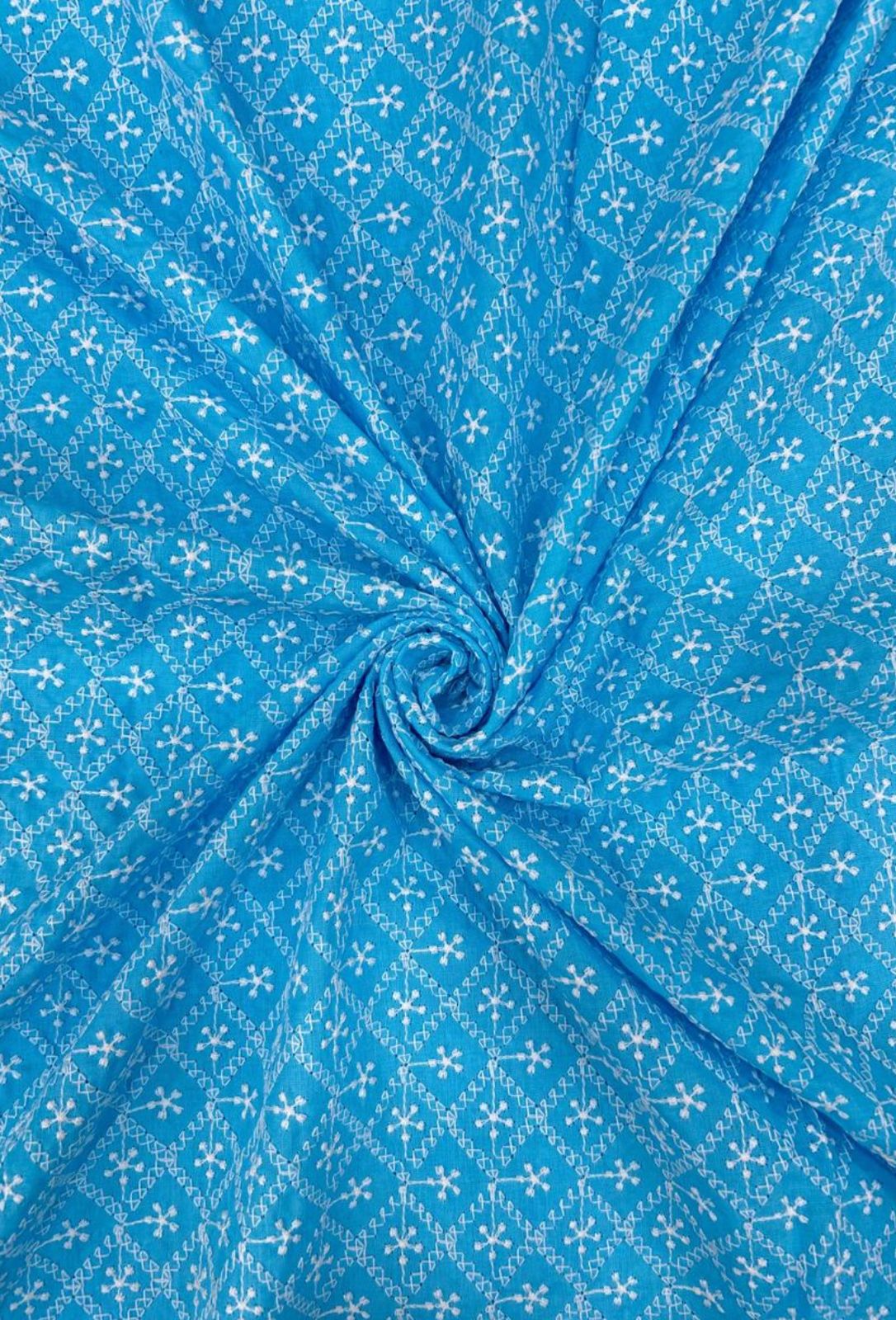 Premium blue floral-pattern kurta fabric displayed with children’s ethnic kurta set, perfect for weddings, festivals, party wear, and cultural celebrations
