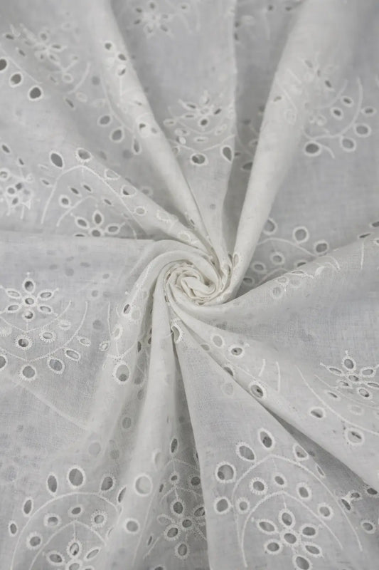 Premium Pure White Hakoba Schiffli Embroidery Fabric | 56” Wide, 52” Detailed Work | Designer Kurti, Suit & Dress Material