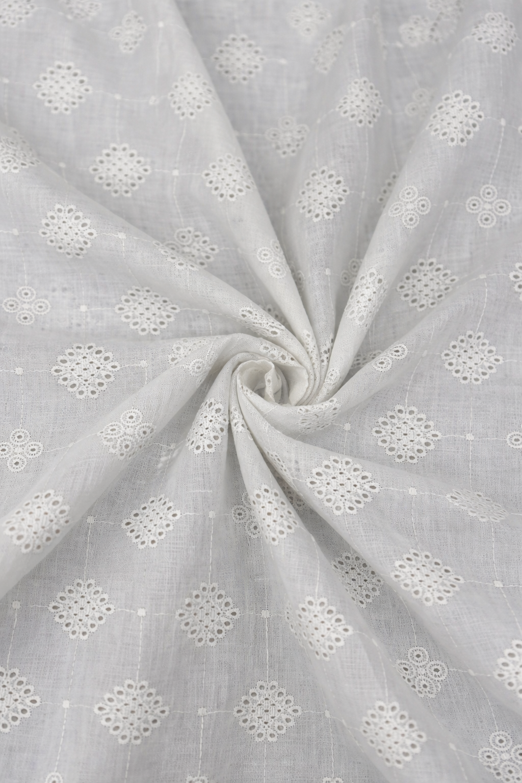 Pure Cotton White Hakoba Fabric Schiffli Embroidery 56 Inch Width 52 Inch Work Kurti Dress Material