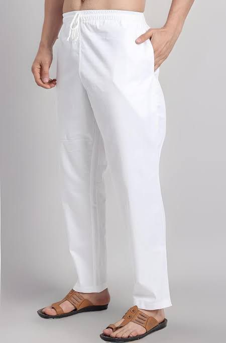 Breathable white pure cotton fabric for men’s nightwear, pajama and casual bottom wear

