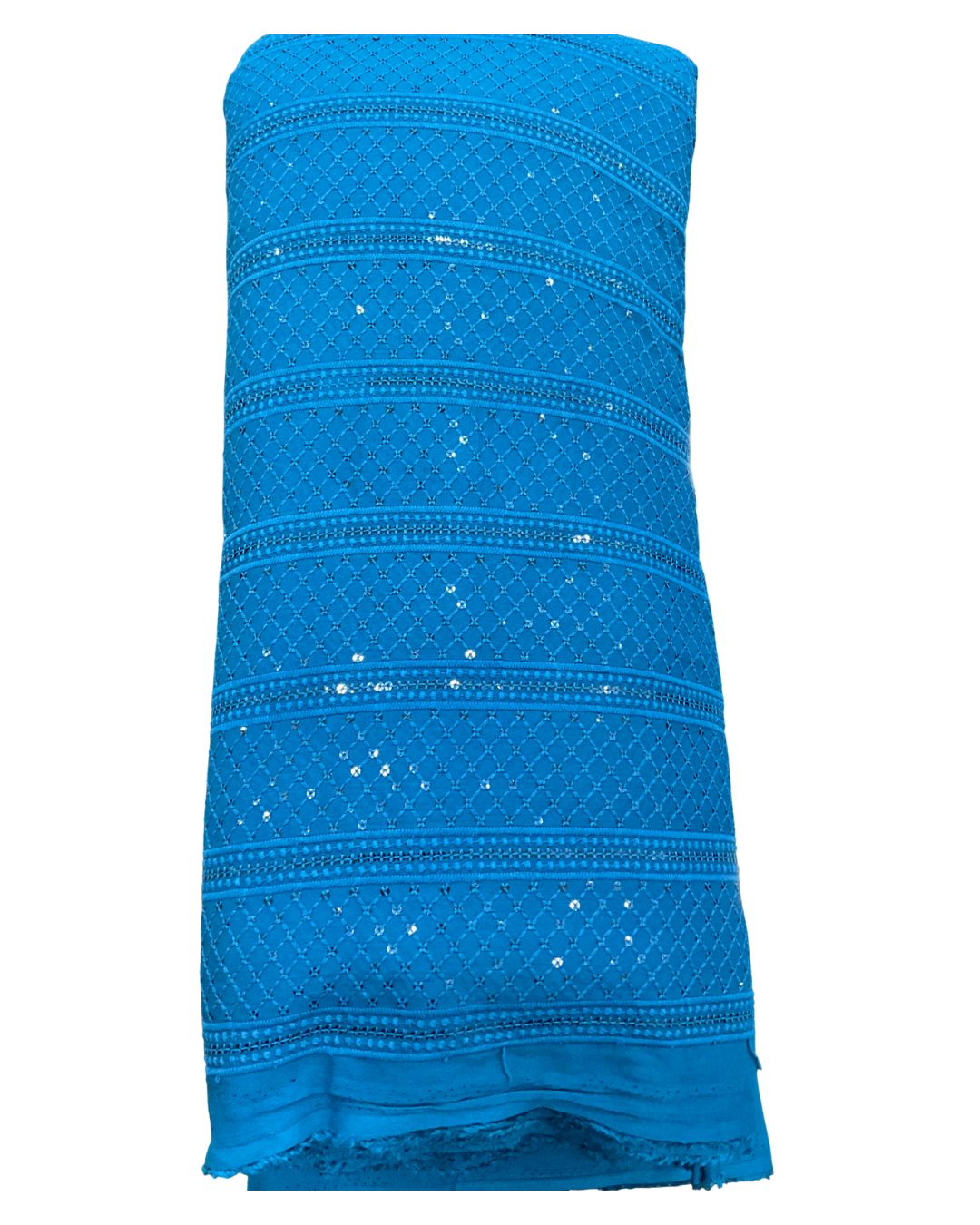 Royal blue patta work sequin embroidered kurta fabric for weddings, sherwani and party wear outfits

