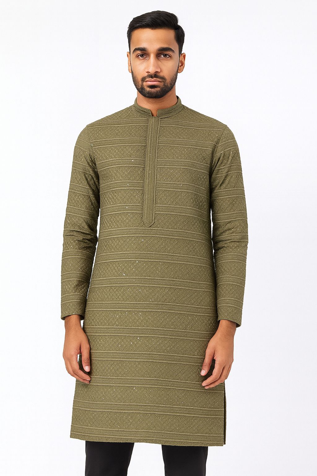 Premium rayon viscose sequin and embroidery fabric for men’s festive kurta and traditional outfits

