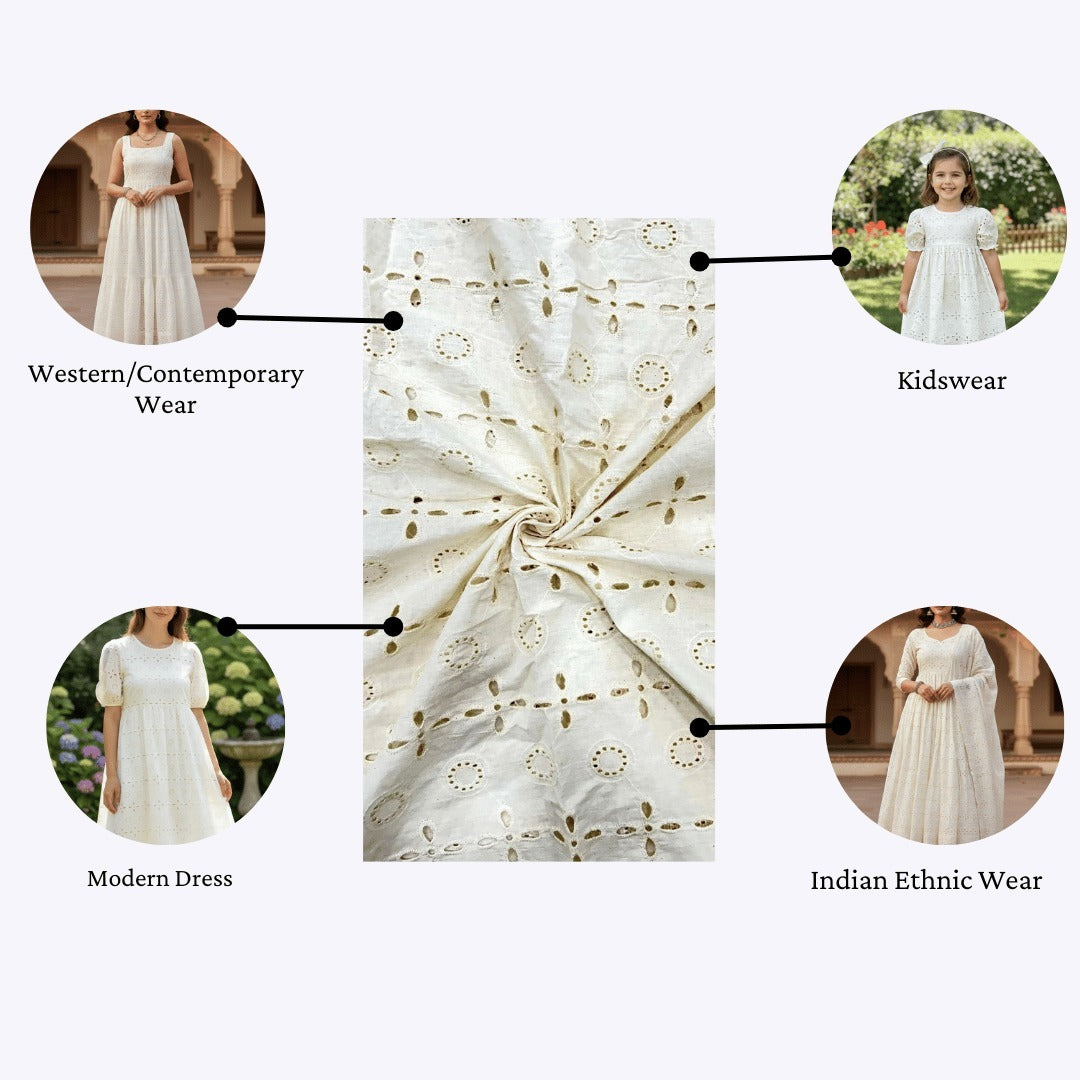 Dyeable hakoba cotton fabric with embroidery details.