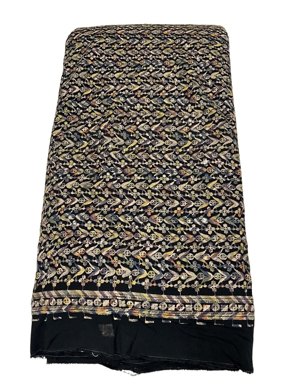 Designer black sequin position print kurta fabric for weddings, parties and ethnic festive wear

