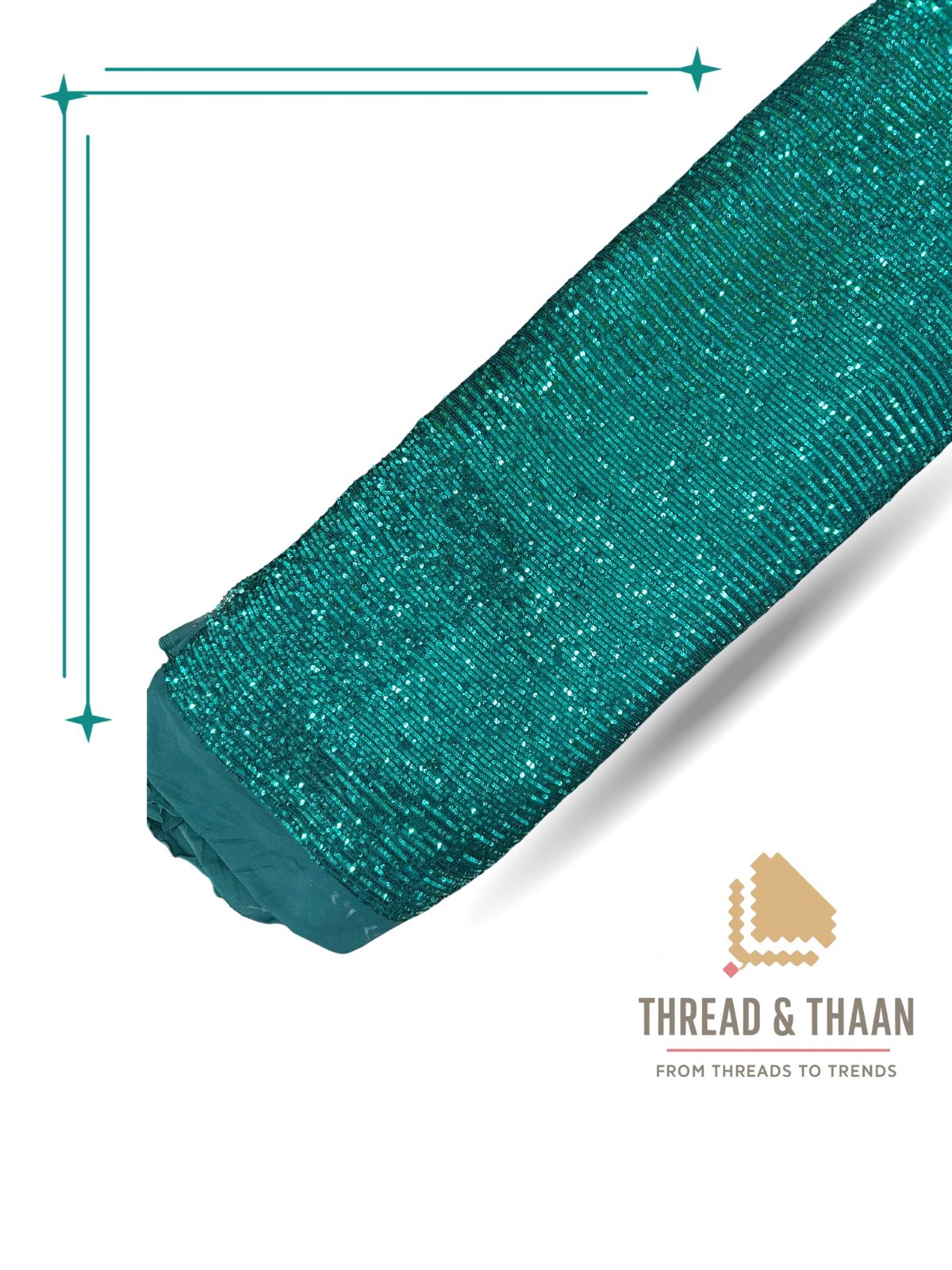 Green Lycra net fabric with full sequin coverage, ideal for making elegant and form-fitting festive outfits.