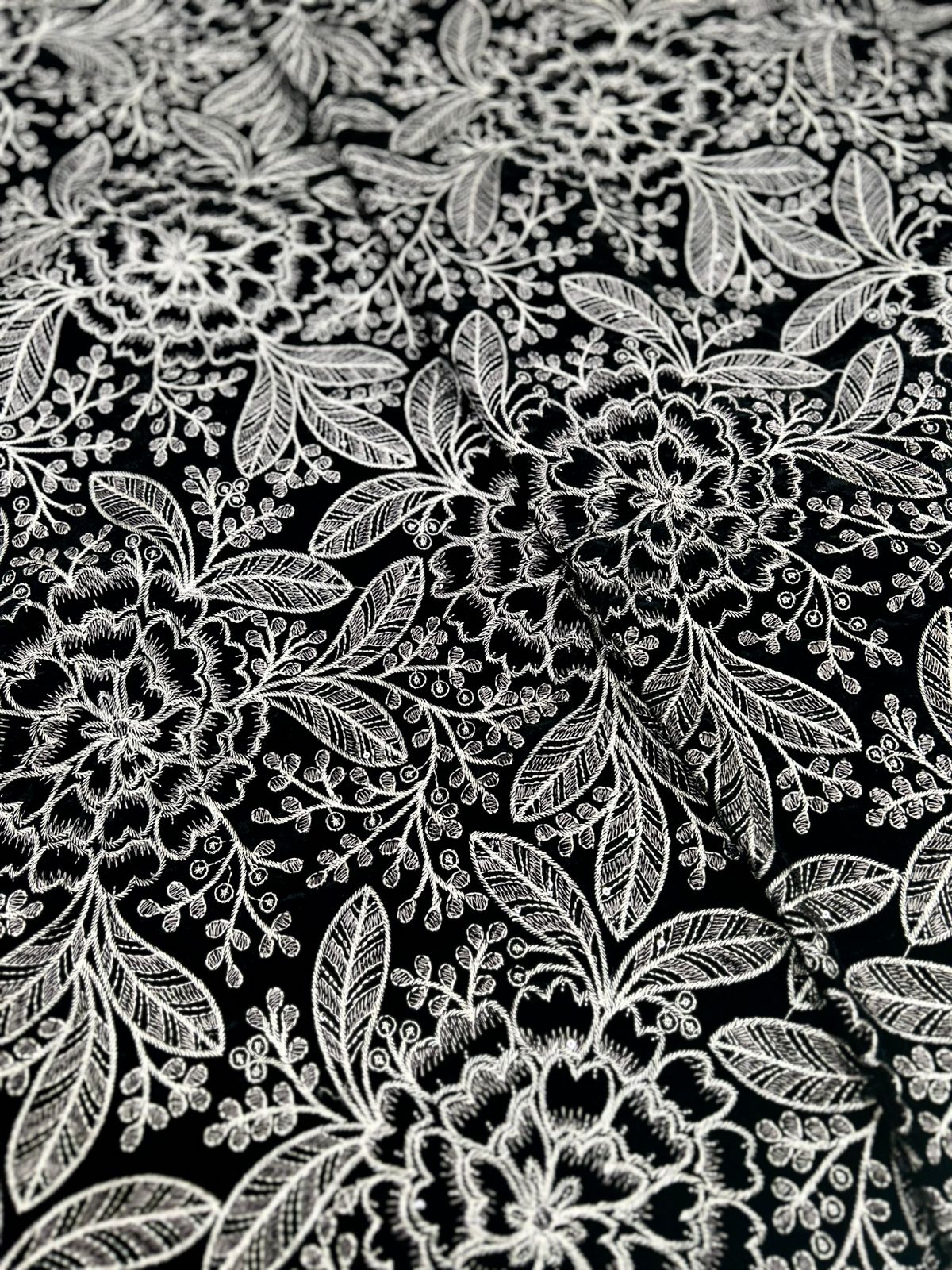 Premium Zari embroidered velvet for bespoke tailoring, ideal for designer blazers and evening wear fashion.