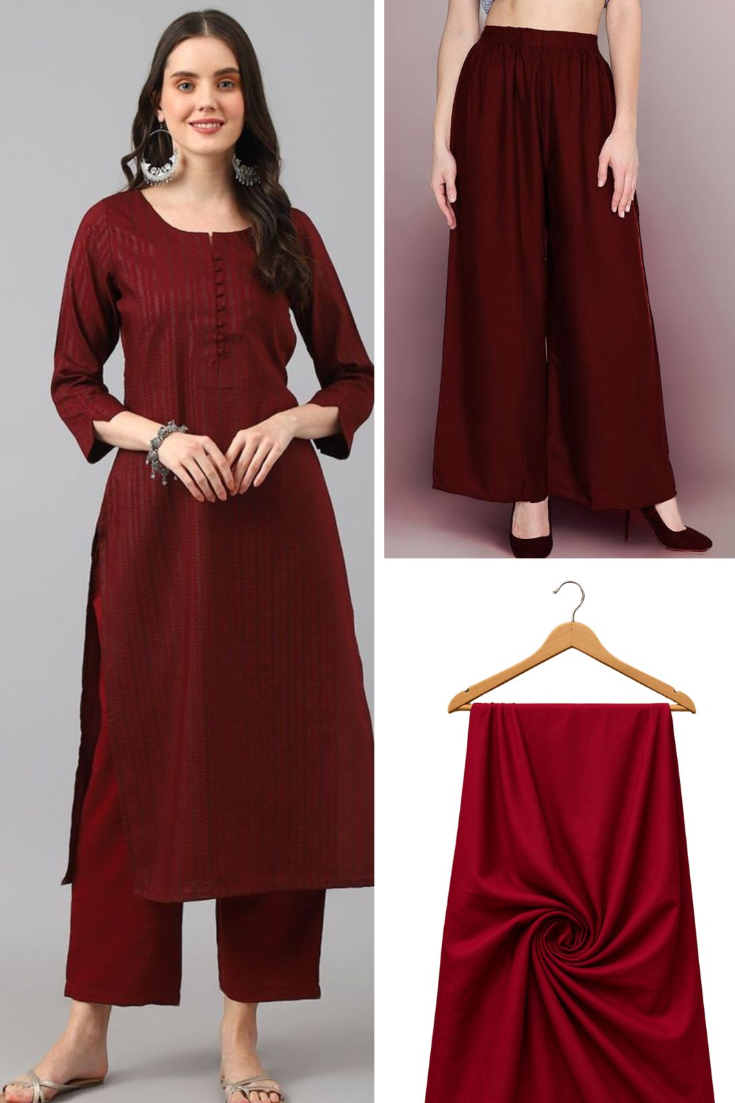 High-Quality Maroon Rayon Material – Flowing and Comfortable Fabric.