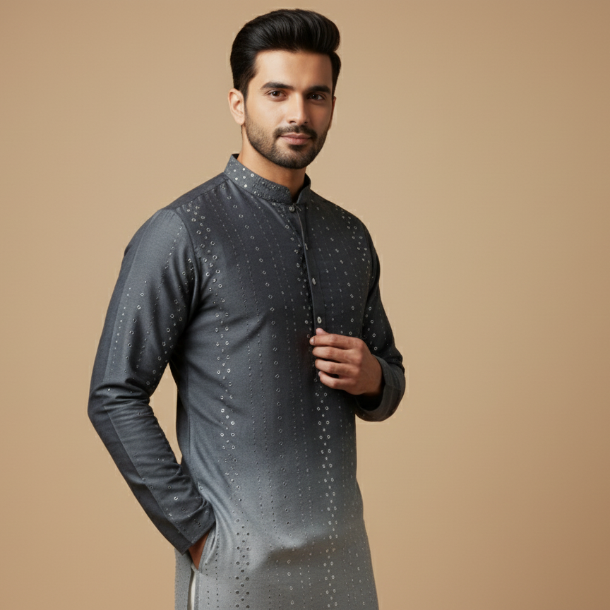 Sparkling, beautiful kurta fabric featuring a new fashion ombre design for a trendy look.