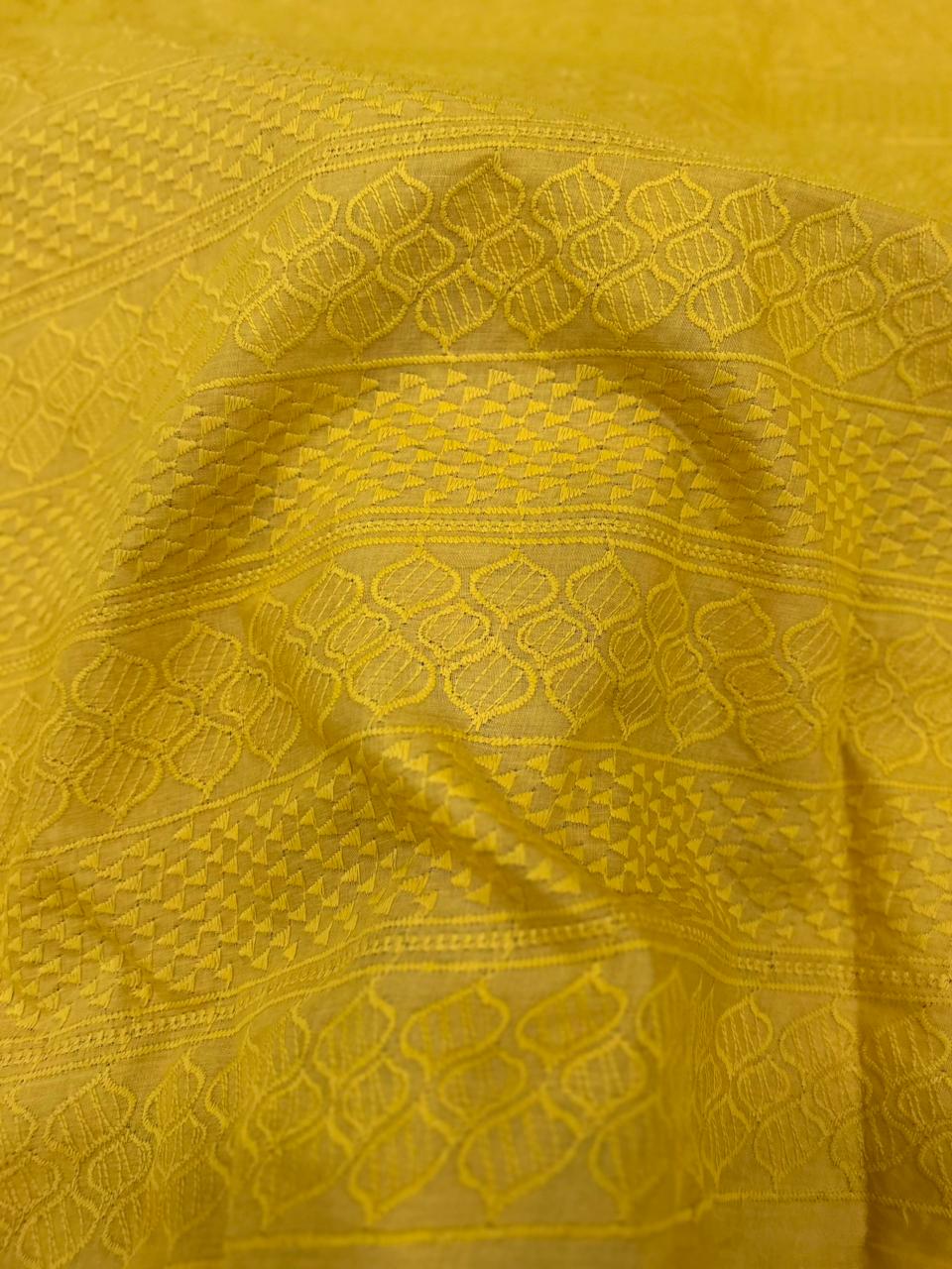 Cotton patta fabric mustard yellow men’s kurta haldi ceremony ethnic wear material
