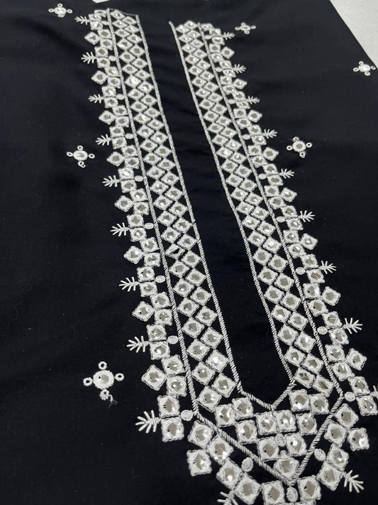 Black unstitched men's fabric mirror work