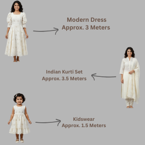 Cream Diamond Jaal Floral Butti Design Pure Cotton Hakoba Fabric with Eyelet Embroidery for Kurti & Dresses
