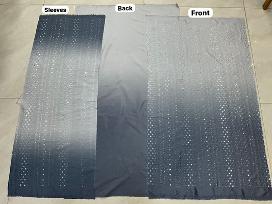 Beautiful kurta fabric. New fashion trendy ombre design with sparkling rhinestones.