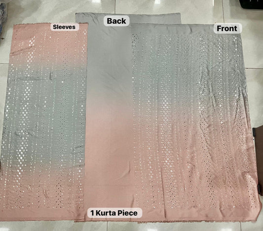 Wedding special fabric set. Blush pink and gray ombre textile with sparkling sequin embellishment.