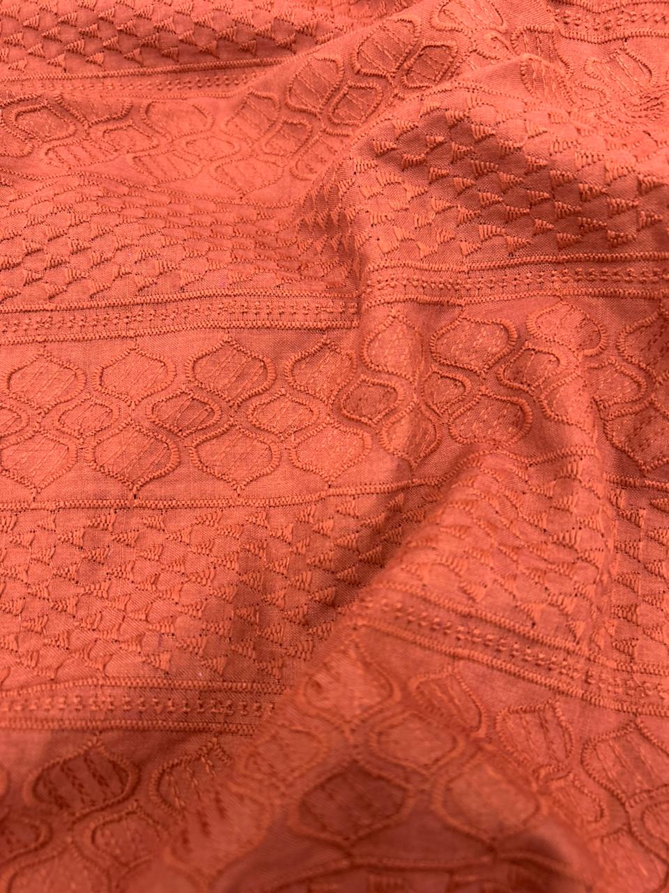 Premium cotton patta fabric rust color for men traditional clothing textile
