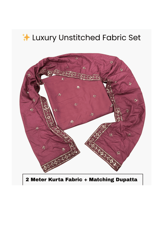 Premium embroidered rayon unstitched men’s kurta fabric set with 2 meter kurta length and matching dupatta, festive and partywear material.