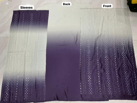 Trendy new fashion purple ombre fabric. Beautiful kurta material with sparkling details.