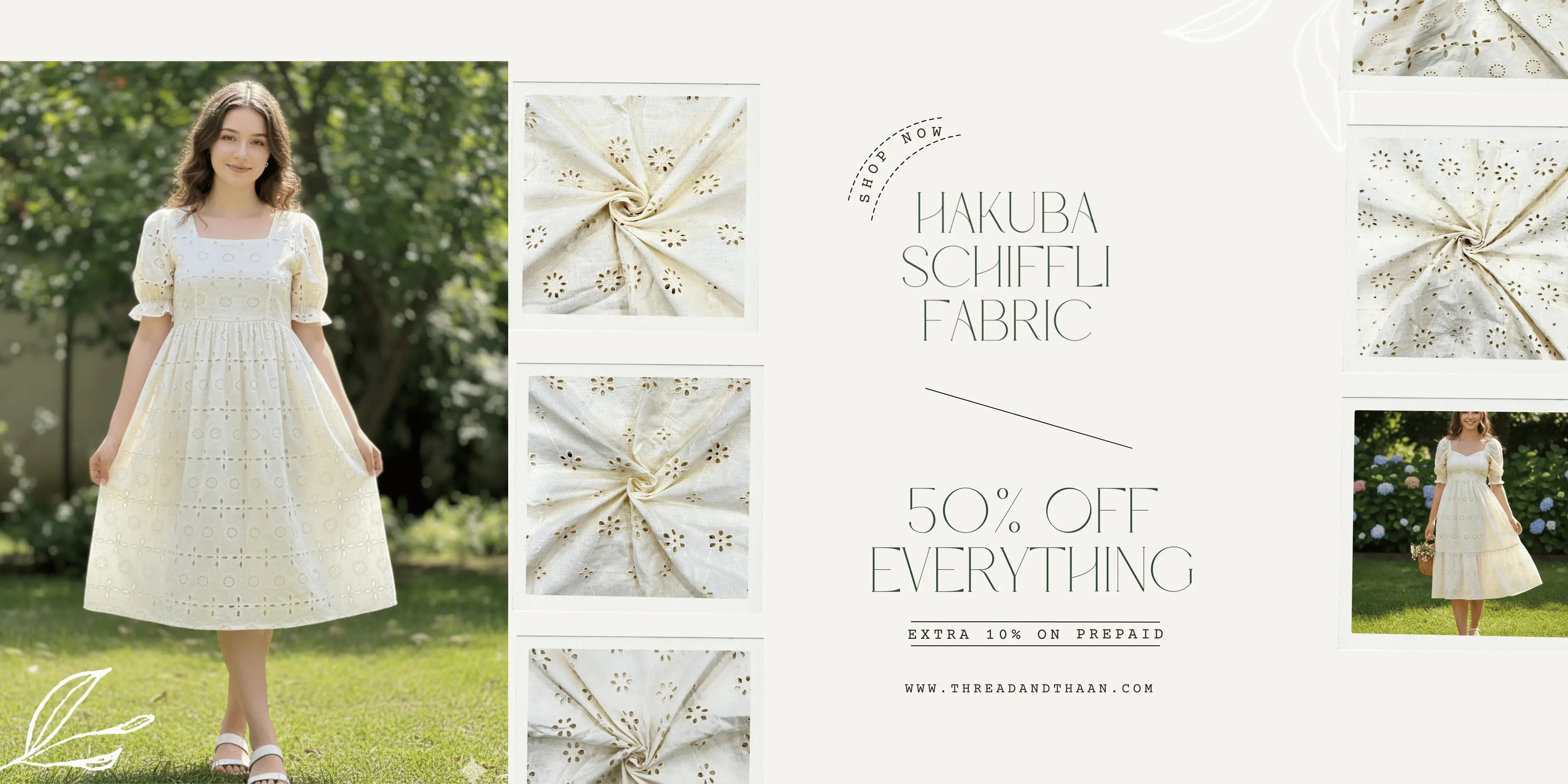 Premium Hakuba schiffli embroidered fabric with flat 50% off on entire collection