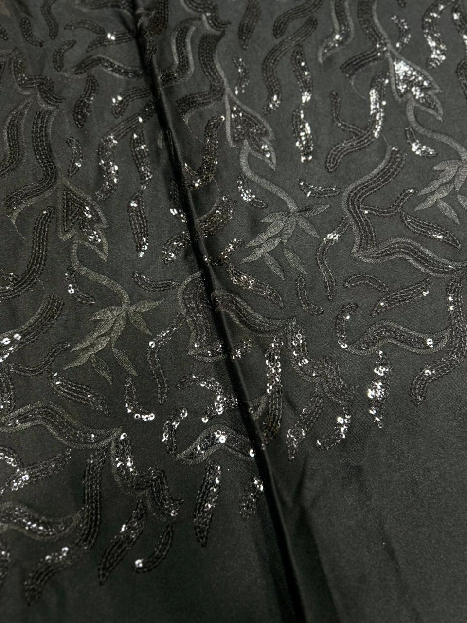 TR satin fabric with heavy embroidery and sequin work for koti blazer and indo western jacket