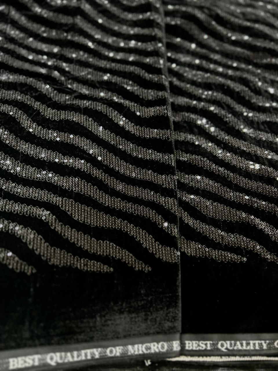 High-quality textured velvet fabric with shiny ripple design for ethnic and western wear.