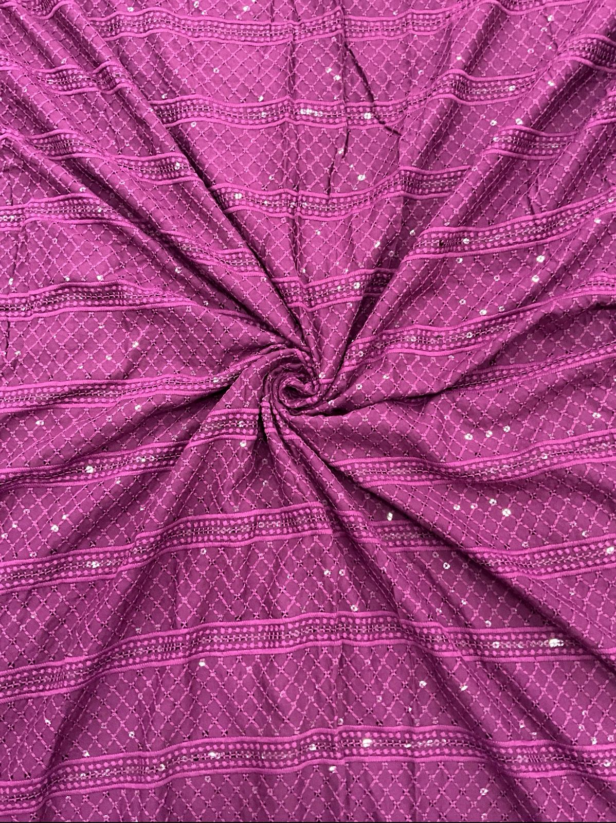 Designer purple mirror-work fabric shown with child wearing matching kurta — festive boys outfit perfect for parties, celebrations, and traditional occasions.