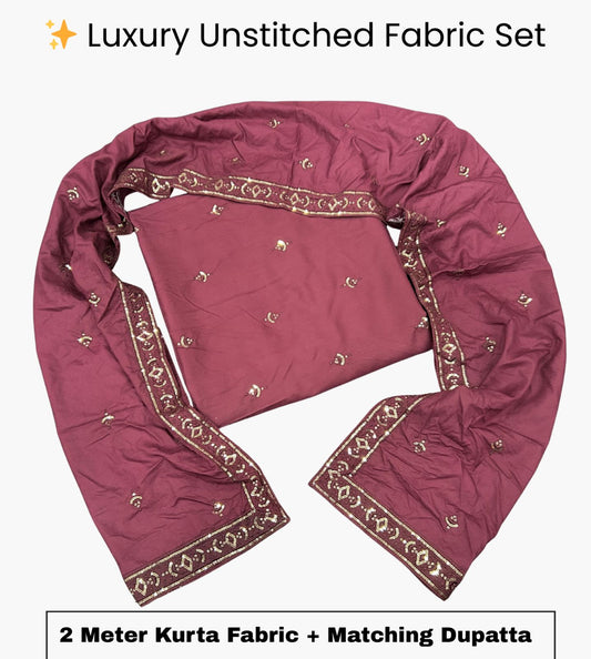 Premium Embroidered Rayon Unstitched Men’s Kurta Fabric Set – 2 Meter Kurta Length + Matching Dupatta | 58” Width | Partywear & Festive Wear