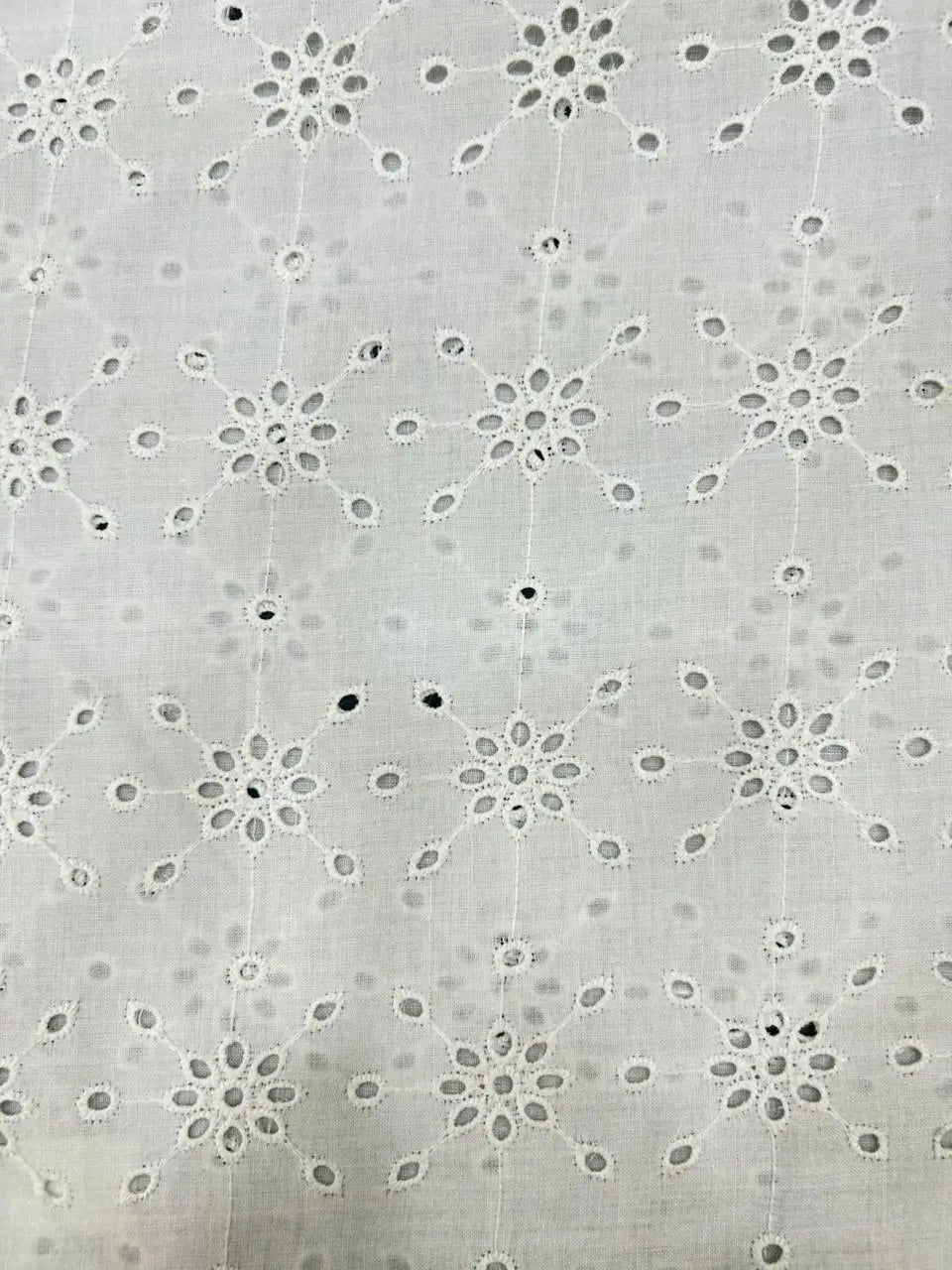 Luxury White Hakoba Cotton Fabric with Intricate Schiffli Work | 56” Wide, 52” Embroidery | Perfect for Kurti & Dresses