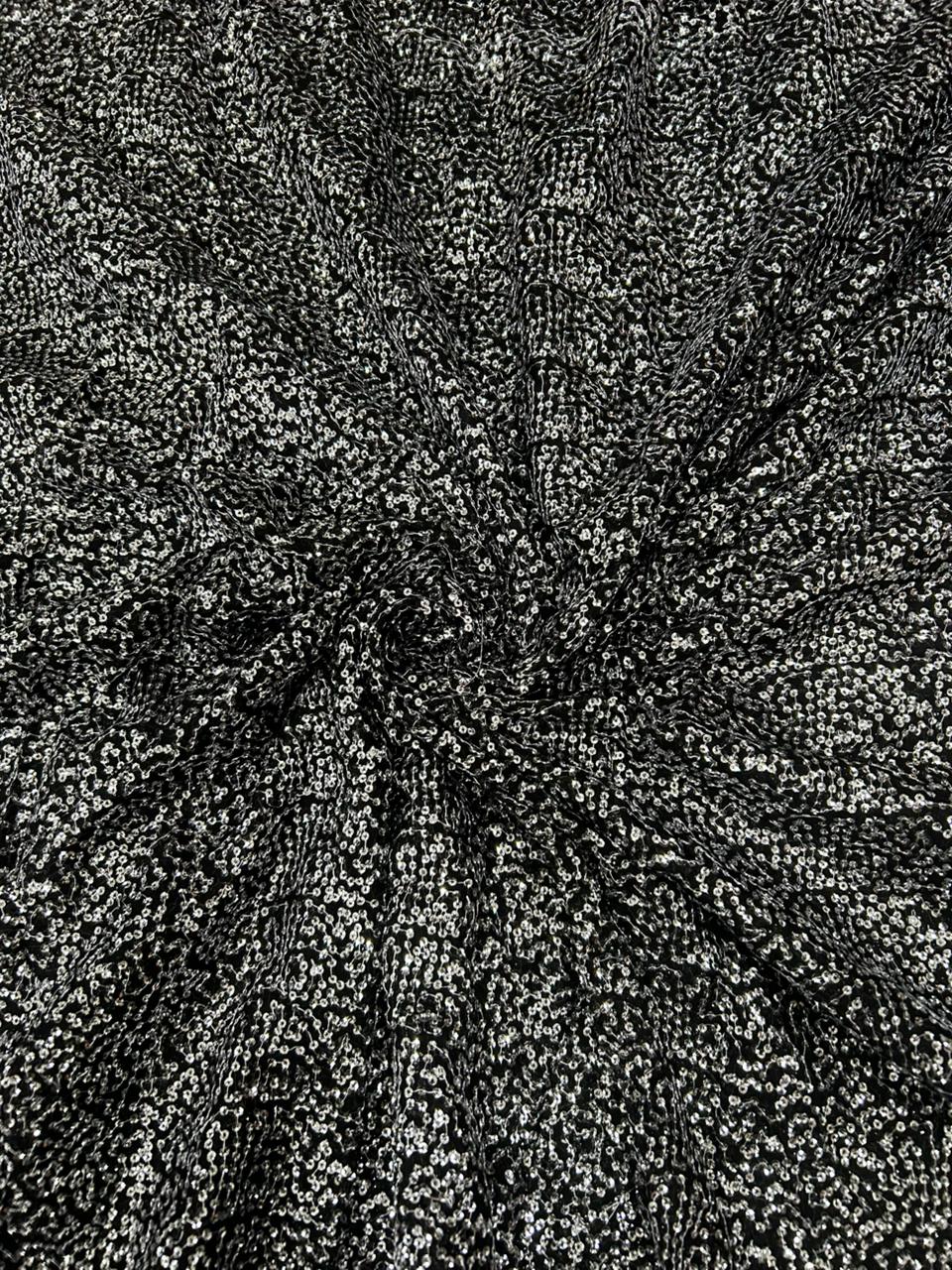 Luxury Black Kichdi Net Fabric with Heavy Designer Work for Designer Dresses, Blouses & Gowns