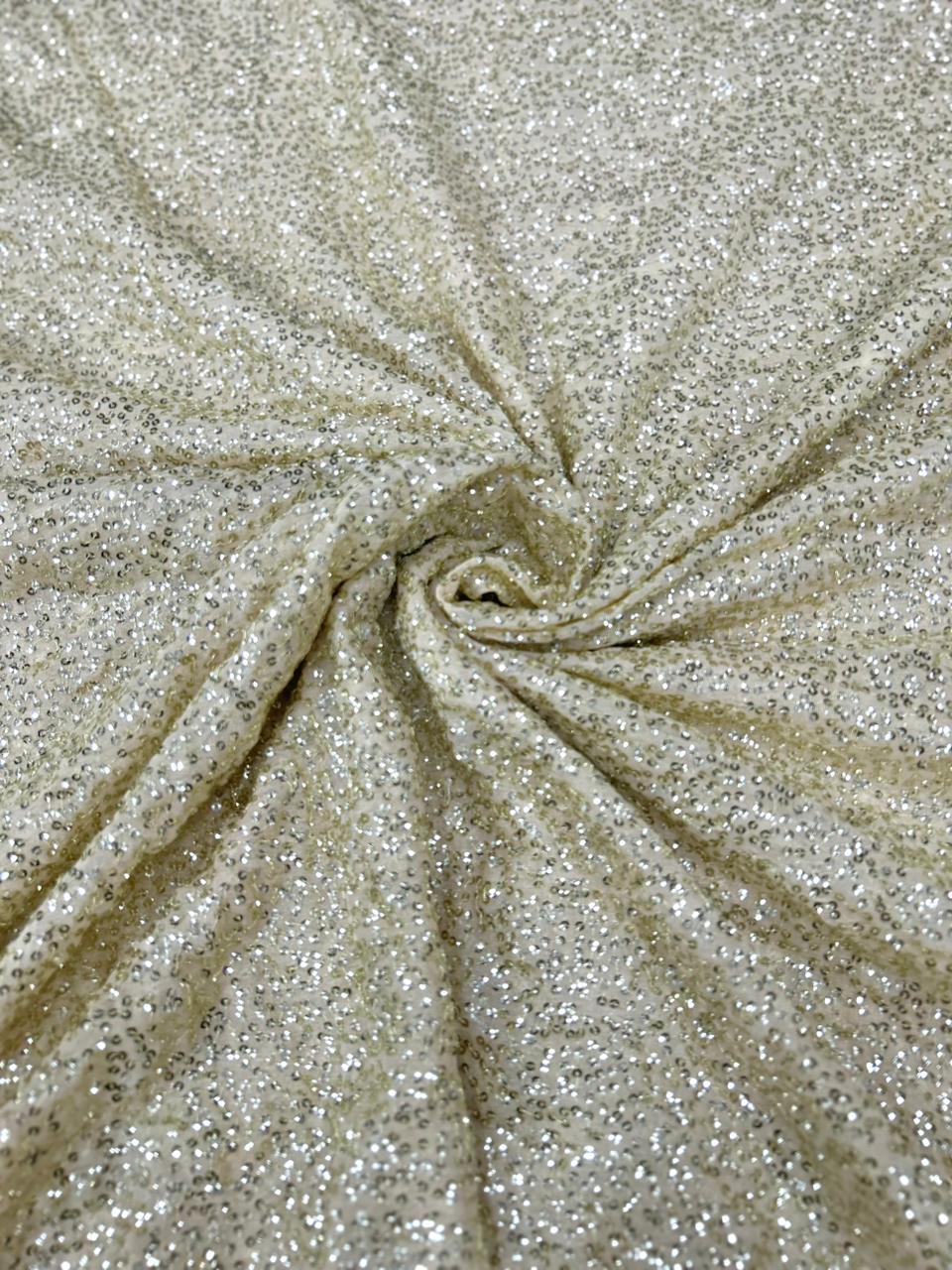 Premium Party Wear Cream White Kichdi Net Fabric with Heavy Designer Work for Luxury Ethnic & Bridal Fashion