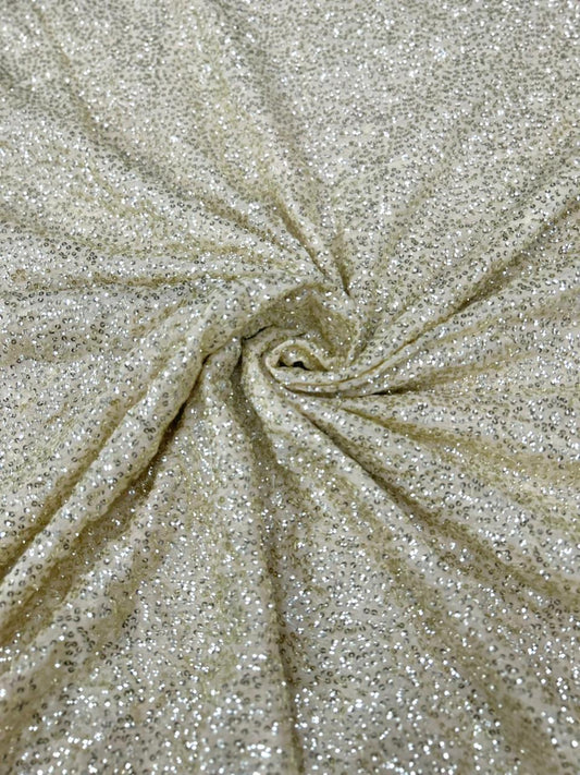 Premium Party Wear Cream White Kichdi Net Fabric with Heavy Designer Work for Luxury Ethnic & Bridal Fashion