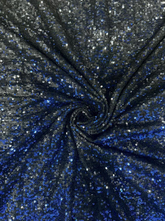Luxury Dual ton  Blue Black Sequin Net Fabric for Party Wear, Designer Dresses, Gowns & Festive Outfits | Premium Glitter Sequence Fabric Material