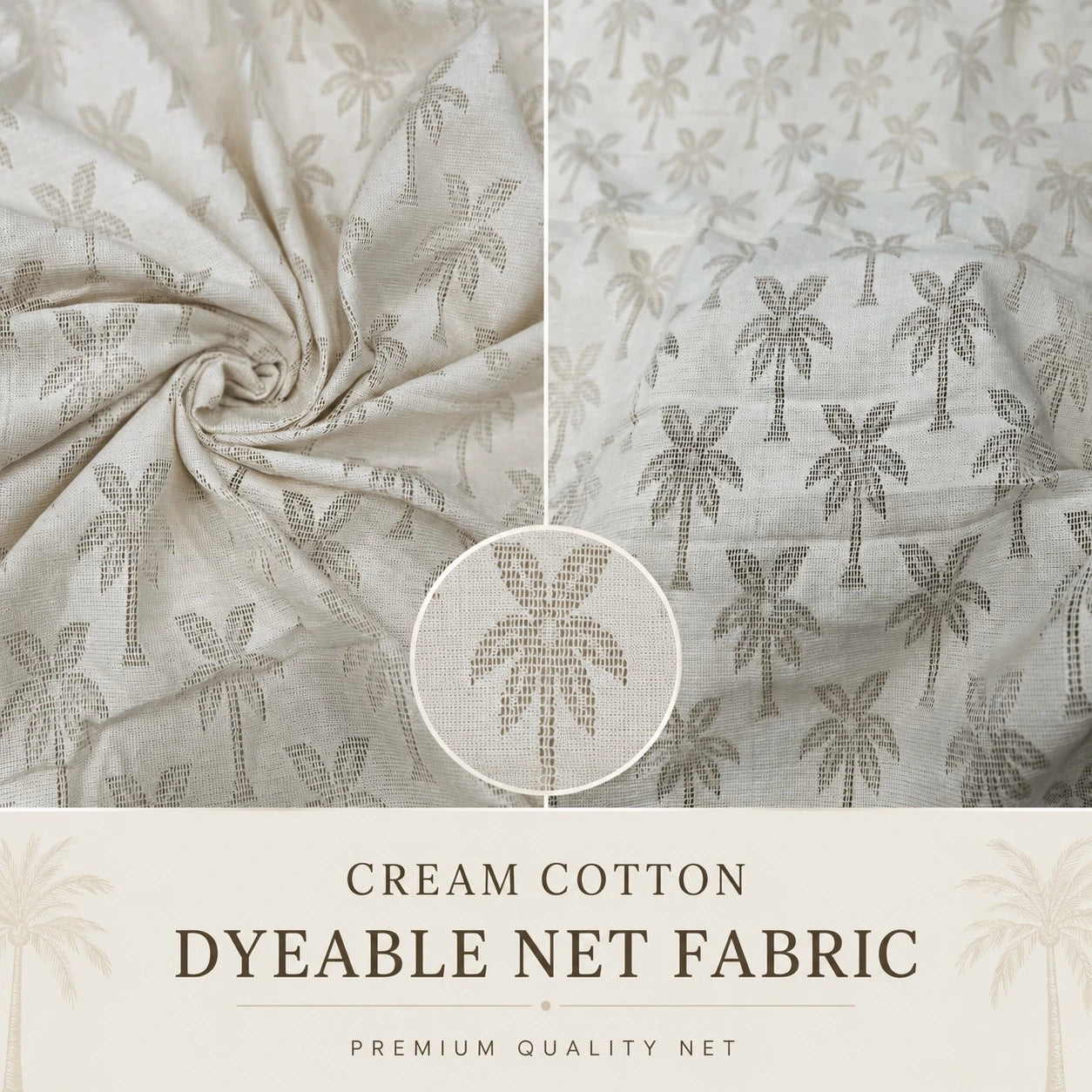 Premium Pure Cotton Dyeable Net Fabric 60 Inch | Soft Cotton Mesh Fabric for Kurtis, Ethnic Wear, Dupattas, Dresses & Fashion Designing