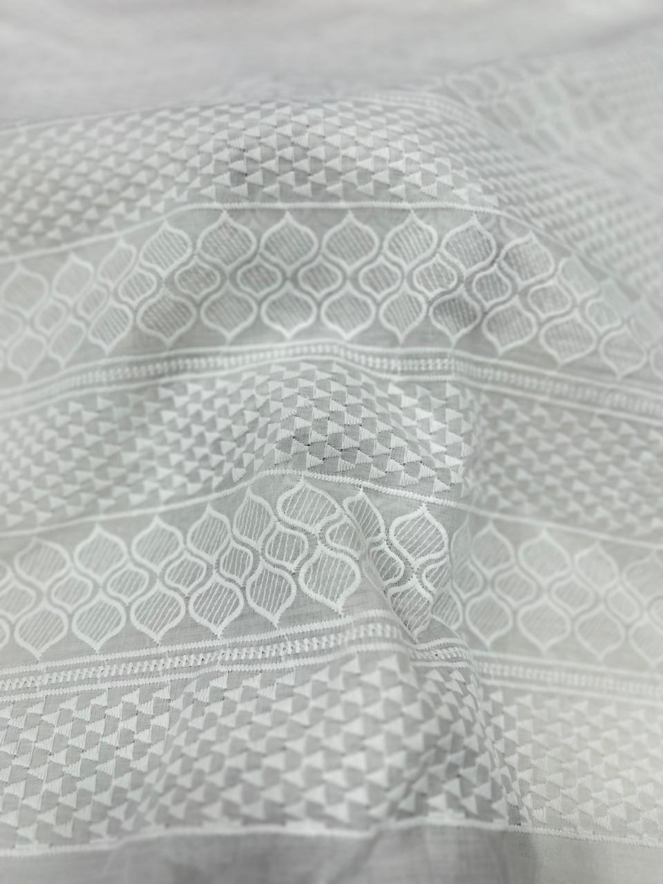 White cotton kurti and suit fabric for women, lightweight breathable ethnic daily wear material