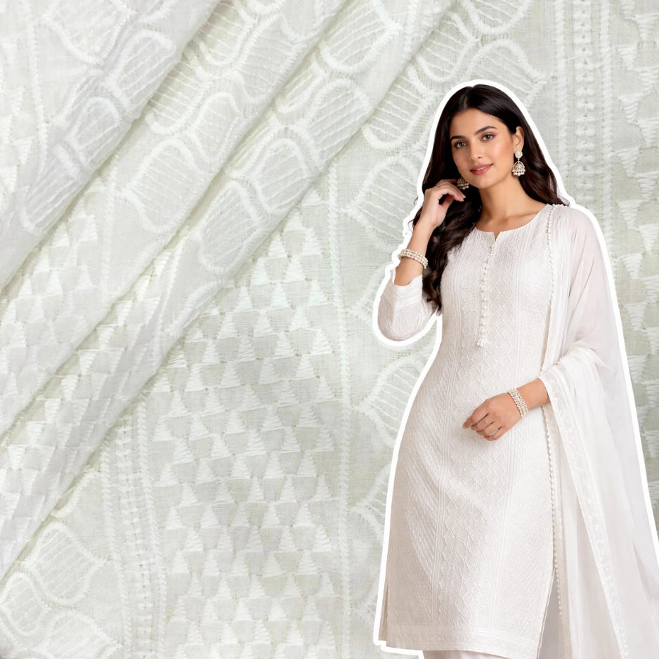 White cotton paataa fabric for women kurti and suit, soft breathable ethnic daily wear