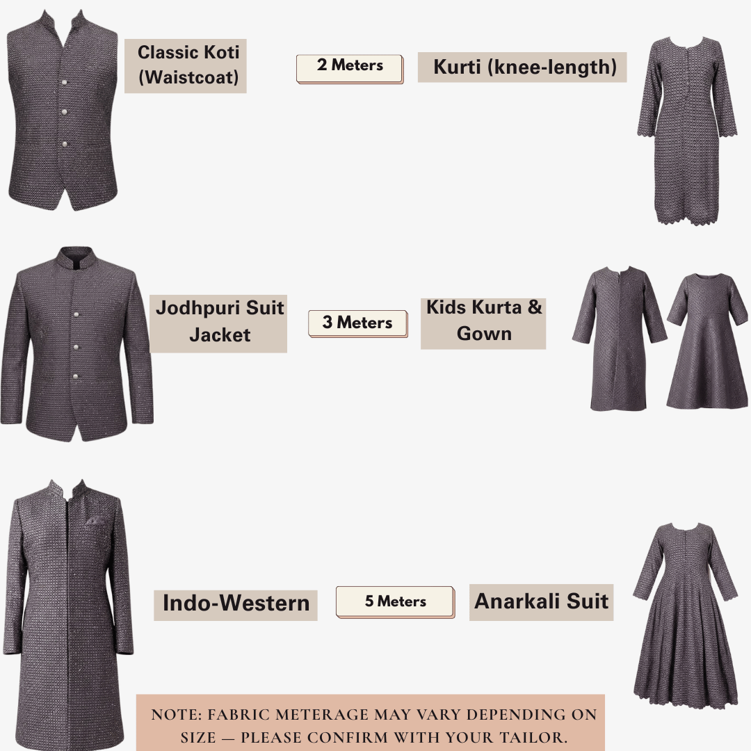 Close-up of premium lavender velvet fabric featuring all-over geometric thread embroidery with shimmering sequins, ideal for festive kurti, anarkali, koti and designer ethnic wear.