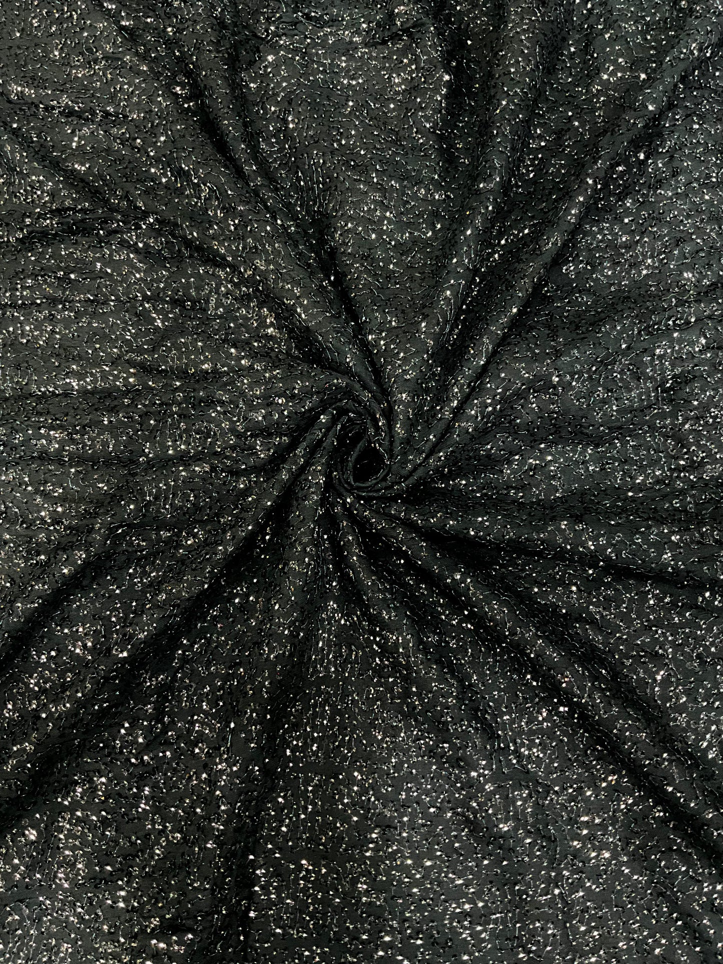 Premium black glittery georgette fabric for gowns, kurtas and party wear dresses