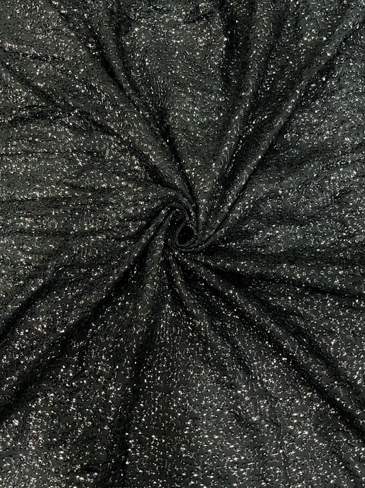 Premium black glittery georgette fabric for gowns, kurtas and party wear dresses