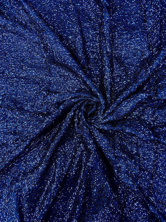 Premium blue glittery georgette fabric for gowns, kurtas and party wear