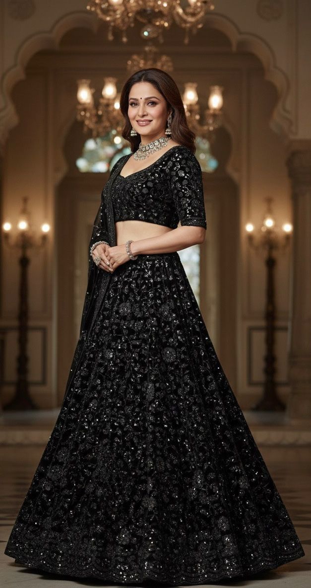Luxury black velvet embroidered floral fabric for sherwani, suits, blazers and Indo-Western fashion, premium quality tailoring fabric