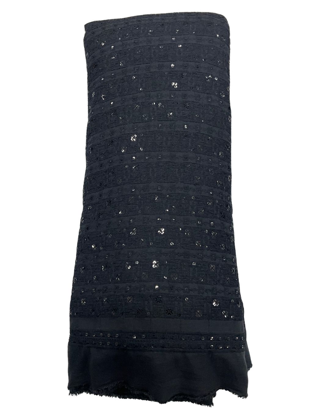 Black geometric chess pattern sequin embroidered kurta fabric for weddings, sherwani and party wear outfits


